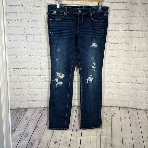 American Eagle Women’s Blue Skinny Jeans size 14 Stretch - Picture 1 of 11